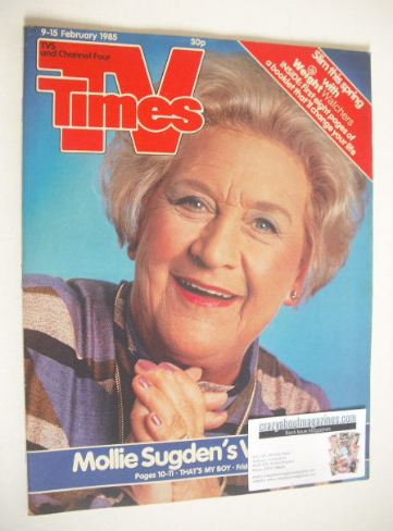 <!--1985-02-09-->TV Times magazine - Mollie Sugden cover (9-15 February 198