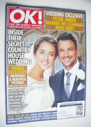 OK! magazine - Emily MacDonagh and Peter Andre wedding cover (21 July 2015 - Issue 990)