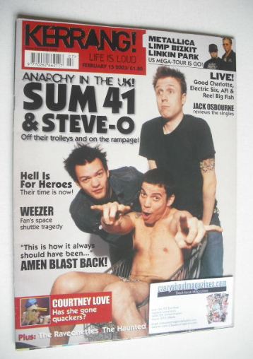 Kerrang magazine - Sum 41 and Steve-O cover (15 February 2003 - Issue 942)