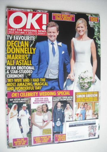 OK! magazine - Declan Donnelly and Ali Astall cover (11 August 2015 - Issue 993)