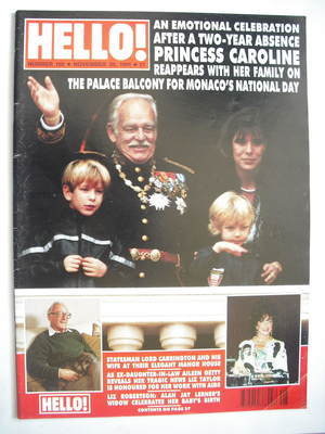 Hello! magazine - Princess Caroline and family cover (30 November 1991 - Issue 180)