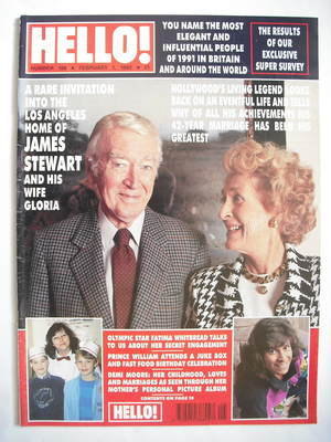 Hello! magazine - James Stewart and wife Gloria cover (1 February 1992 - Issue 188)