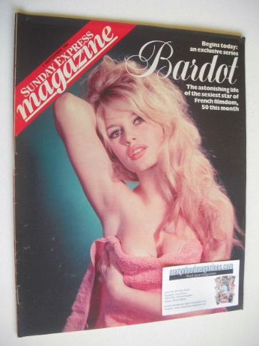 Sunday Express magazine - 1 September 1984 - Brigitte Bardot cover