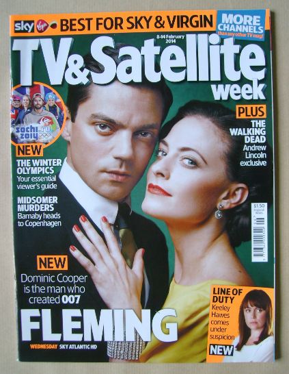 <!--2014-02-08-->TV & Satellite Week magazine - Dominic Cooper and Lara Pul