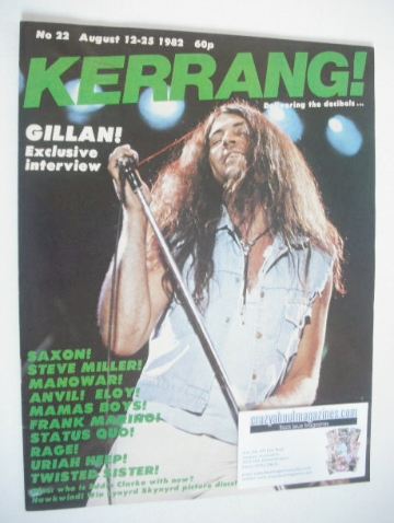 Kerrang magazine - Ian Gillan cover (12-25 August 1982 - Issue 22)
