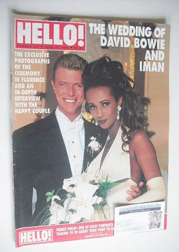 Hello! magazine - David Bowie and Iman wedding cover (13 June 1992 - Issue 207)