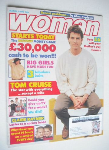 <!--1990-03-05-->Woman magazine - Tom Cruise cover (5 March 1990)