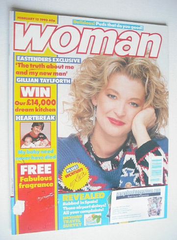 <!--1990-02-12-->Woman magazine - Gillian Taylforth cover (12 February 1990