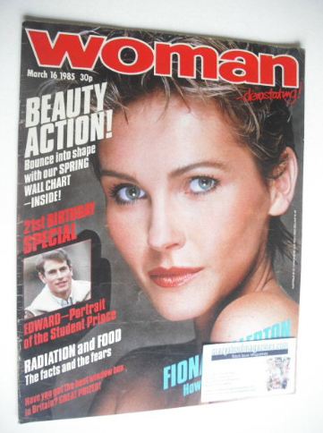 <!--1985-03-16-->Woman magazine - Fiona Fullerton cover (16 March 1985)