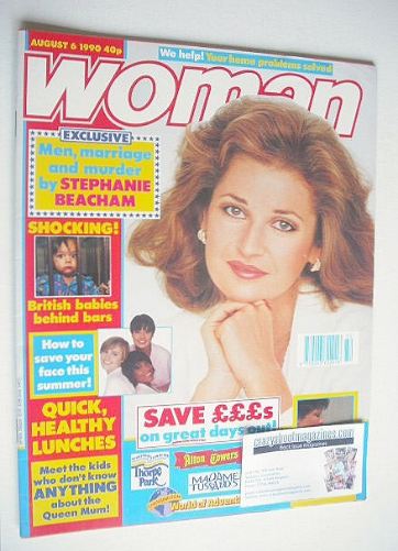 <!--1990-08-06-->Woman magazine - Stephanie Beacham cover (6 August 1990)
