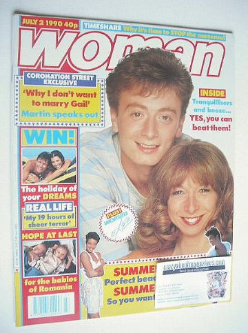 Woman magazine - Sean Wilson and Helen Worth cover (2 July 1990)