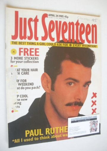 Just Seventeen magazine - 24 April 1985 - Paul Rutherford cover