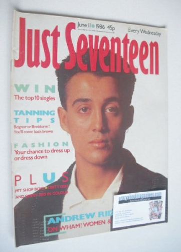 Just Seventeen magazine - 11 June 1986 - Andrew Ridgeley cover
