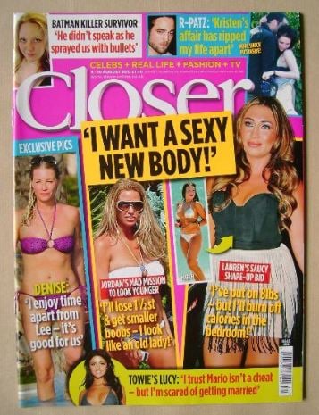 <!--2012-08-04-->Closer magazine - I Want A Sexy New Body! cover (4-10 Augu