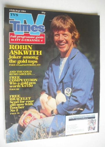 <!--1984-09-15-->TV Times magazine - Robin Askwith cover (15-21 September 1