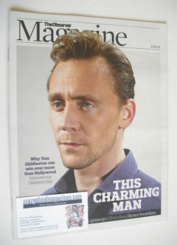 The Observer magazine - Tom Hiddleston cover (24 January 2016)