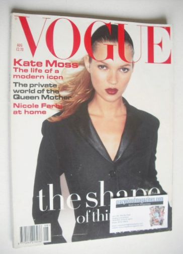 British Vogue magazine - August 1994 - Kate Moss cover