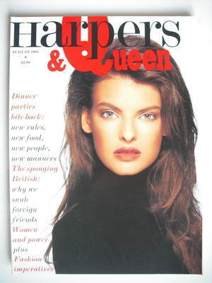 British Harpers & Queen magazine - August 1988 - Linda Evangelista cover