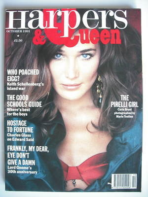 British Harpers & Queen magazine - October 1991 - Carla Bruni cover