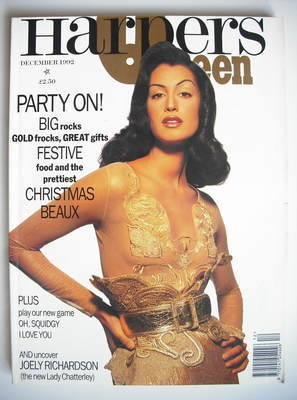 British Harpers & Queen magazine - December 1992 - Yasmeen Ghauri cover