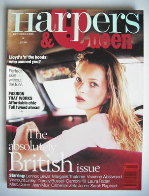 British Harpers & Queen magazine - October 1993 - Kate Moss cover