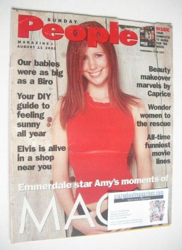 Sunday People magazine - 11 August 2002 - Amy Nuttall cover