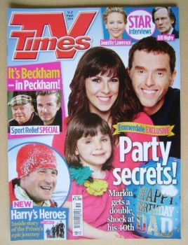 TV Times magazine - Verity Rushworth and Mark Charnock cover (15-21 March 2014)