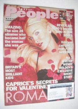 Sunday People magazine - 10 February 2002 - Caprice cover