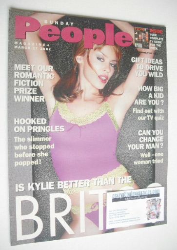 <!--2002-03-17-->Sunday People magazine - 17 March 2002 - Kylie Minogue cov