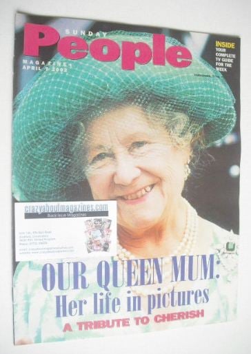 Sunday People magazine - 7 April 2002 - The Queen Mother cover