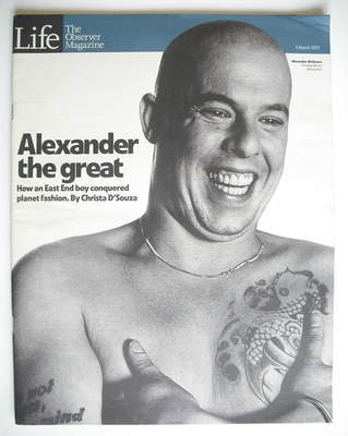 The Observer magazine - Alexander McQueen cover (4 March 2001)
