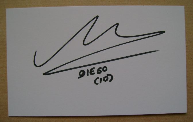 Diego Maradona autograph (hand-signed white card)