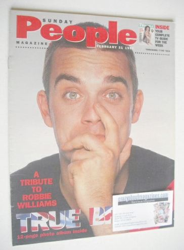 <!--1999-02-21-->Sunday People magazine - 21 February 1999 - Robbie William