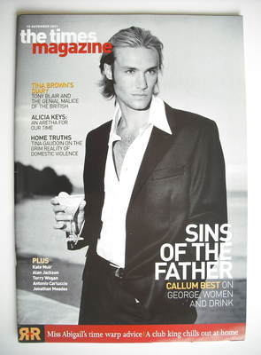 <!--2001-11-10-->The Times magazine - Calum Best cover (10 November 2001)