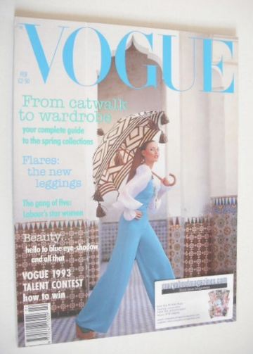 British Vogue magazine - February 1993 - Nadja Auermann cover