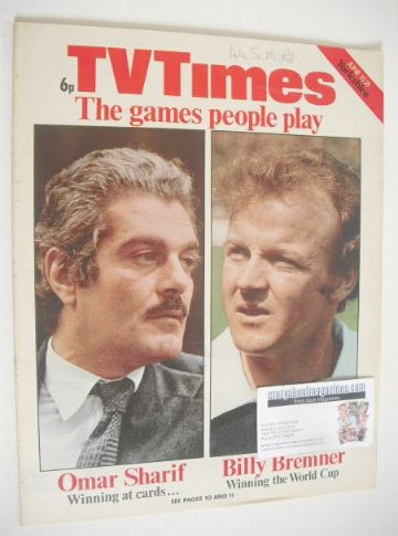 TV Times magazine - Omar Sharif & Billy Bremner cover (16-21 June 1974)