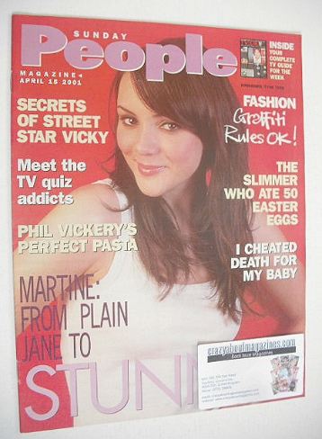 Sunday People magazine - 15 April 2001 - Martine McCutcheon cover