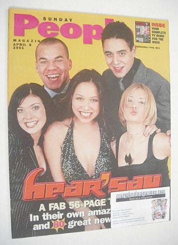 <!--2001-04-08-->Sunday People magazine - 8 April 2001 - Hear'Say cover