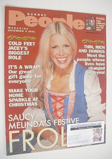 Sunday People magazine - 9 December 2001 - Melinda Messenger cover