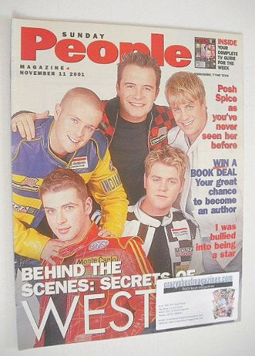 <!--2001-11-11-->Sunday People magazine - 11 November 2001 - Westlife cover