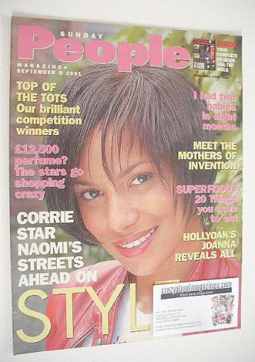<!--2001-09-09-->Sunday People magazine - 9 September 2001 - Naomi Russell 