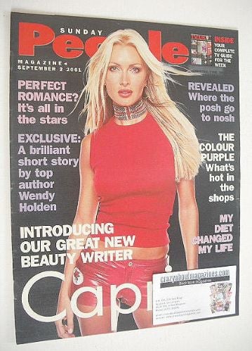 <!--2001-09-02-->Sunday People magazine - 2 September 2001 - Caprice cover