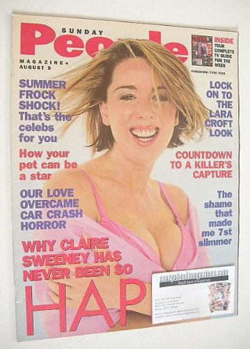<!--2001-08-05-->Sunday People magazine - 5 August 2001 - Claire Sweeney co