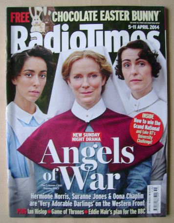 Radio Times magazine - Oona Chaplin, Hermione Norris and Suranne Jones cover (5-11 April 2014)