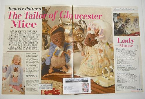 Beatrix Potter The Tailor of Gloucester Mice knitting patterns (by Alan Dar