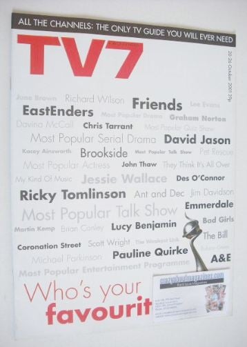 TV7 magazine - 20-26 October 2001 - Who's Your Favourite cover