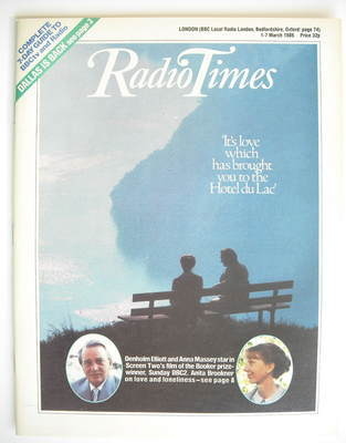 Radio Times magazine - Denholm Elliott and Anna Massey cover (1-7 March 1986)