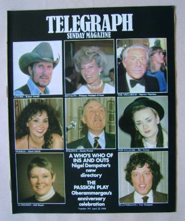The Sunday Telegraph magazine - Who's In And Out cover (22 April 1984)