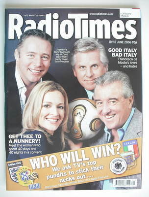 Radio Times magazine - Ally McCoist, Steve Rider, Gabby Logan and Terry Venables cover (10-16 June 2006)