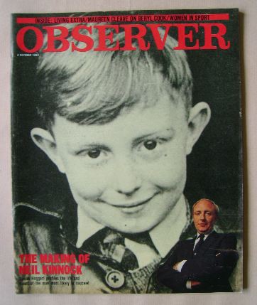 The Observer magazine - Neil Kinnock cover (2 October 1983)